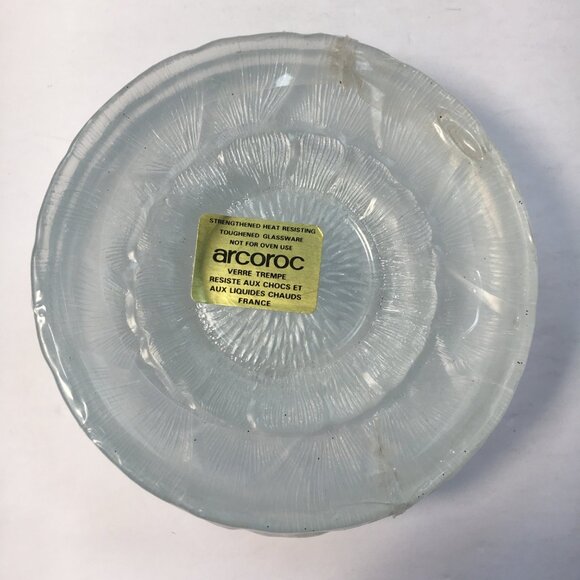 Arcoroc Luminarc France Fleur Glass 5" Dessert Plate Set 6 Vintage - Picture 2 of 5